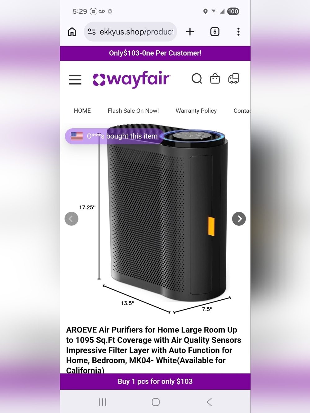 Areove Black Air Purifier